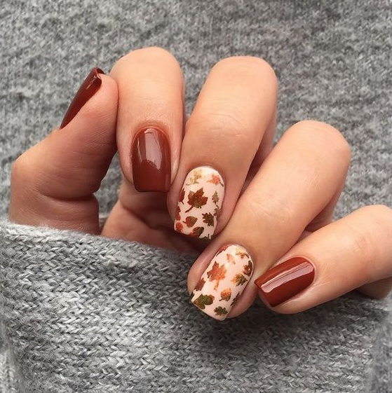 Fall Nails with Leaves - Fall nails with leaves acrylic